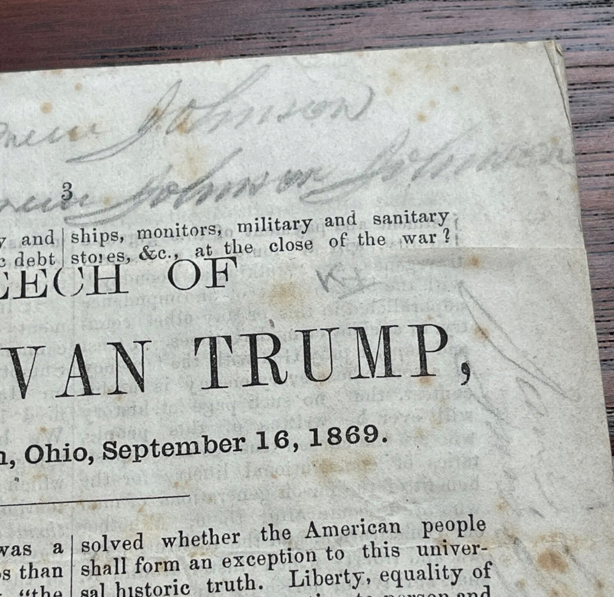 ANDREW JOHNSON * JSA LOA * Signed 6x Autograph Pamphlet * Abraham Lincoln VP