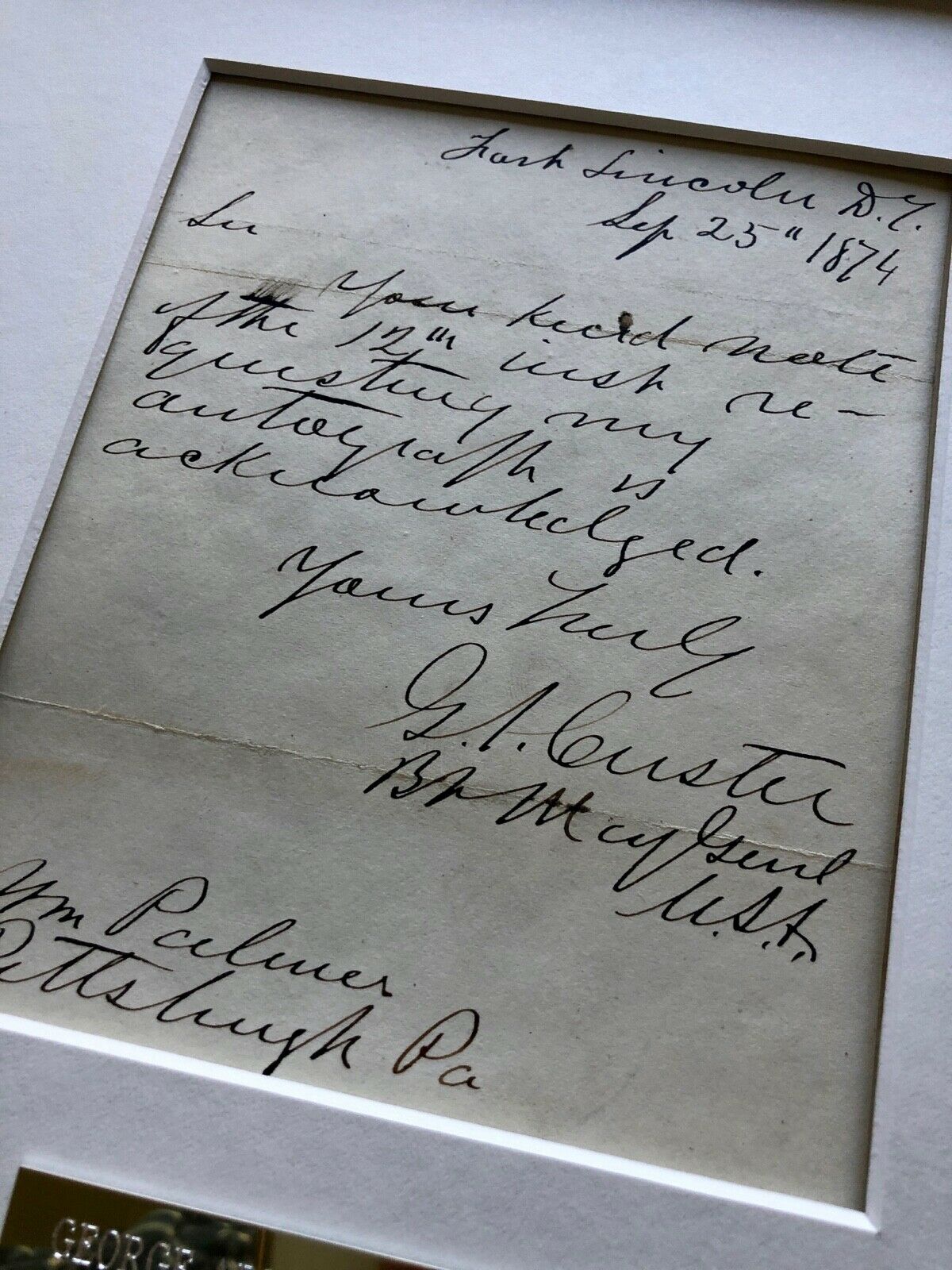 GEORGE CUSTER * BAS * Scarce Handwritten AUTOGRAPH Letter SIGNED Little Bighorn