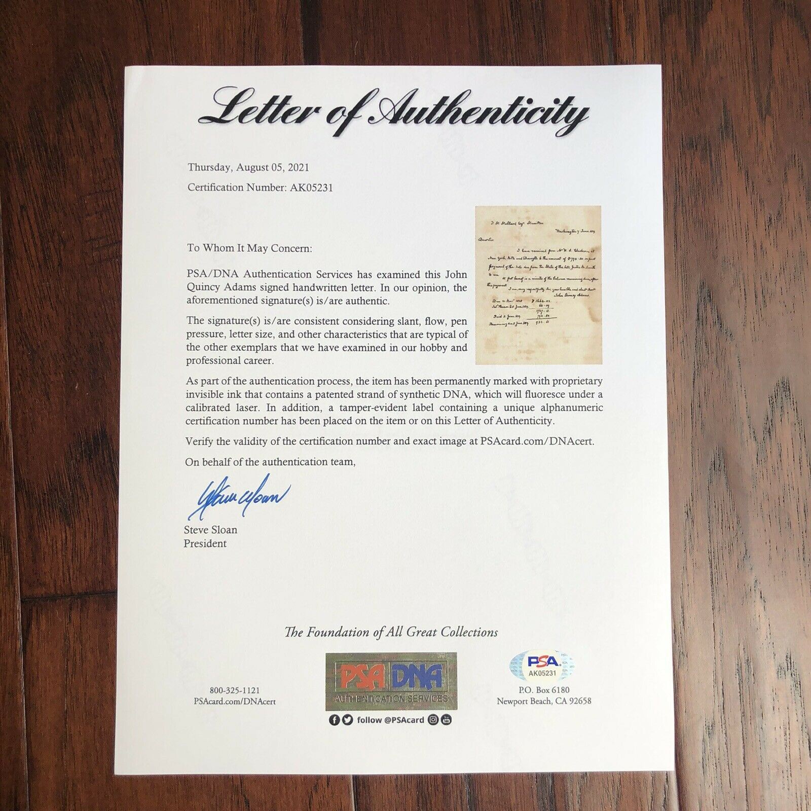 JOHN QUINCY ADAMS * PSA/DNA * Handwritten Autograph Letter Signed Full Signature