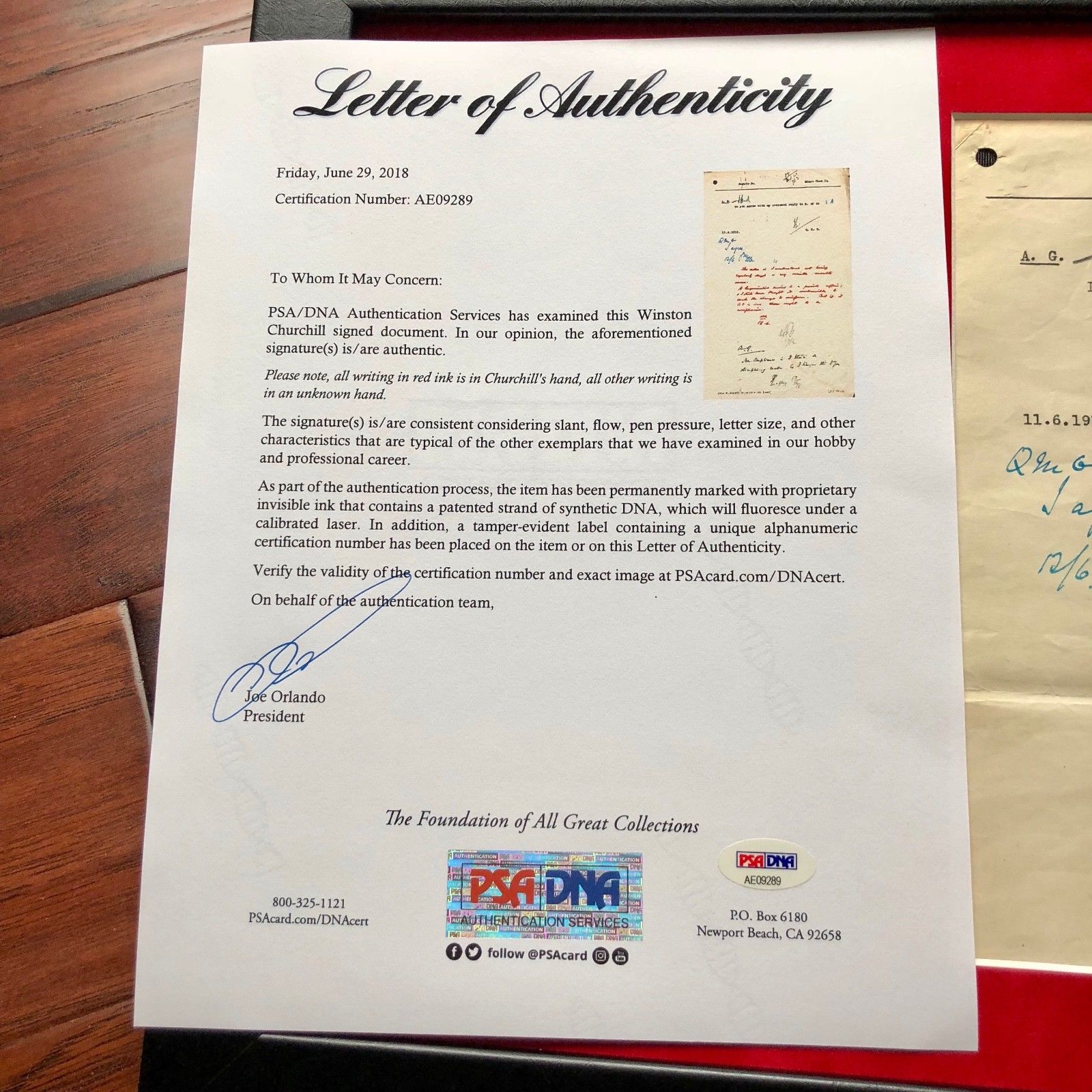 WINSTON S. CHURCHILL * PSA/DNA * Authentic Handwritten AUTOGRAPH Note SIGNED