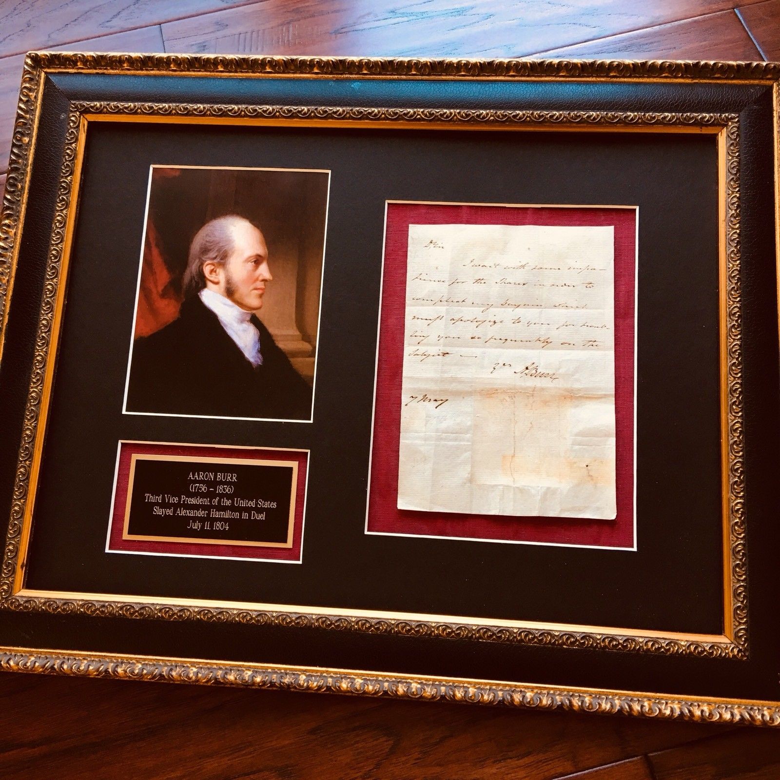 AARON BURR * Handwritten AUTOGRAPH LETTER Signed * Dueled ALEXANDER HAMILTON