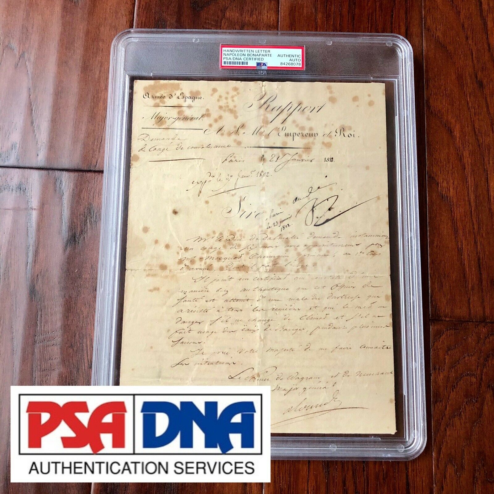 Napoleon Bonaparte * PSA/DNA Slabbed * Encapsulated Autograph Signed Document *