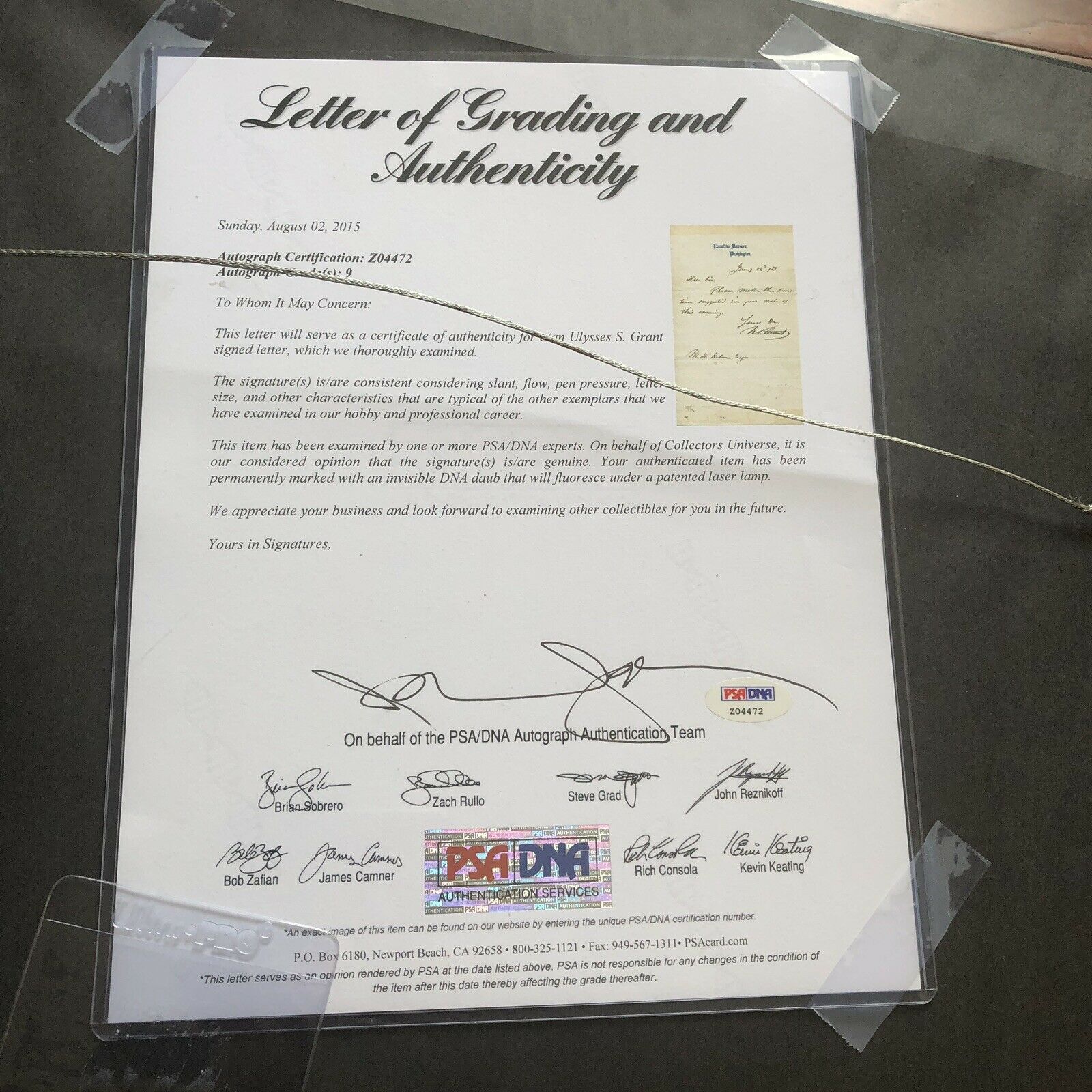 ULYSSES S. GRANT * PSA/DNA MINT 9 * Executive Mansion * AUTOGRAPH Letter SIGNED