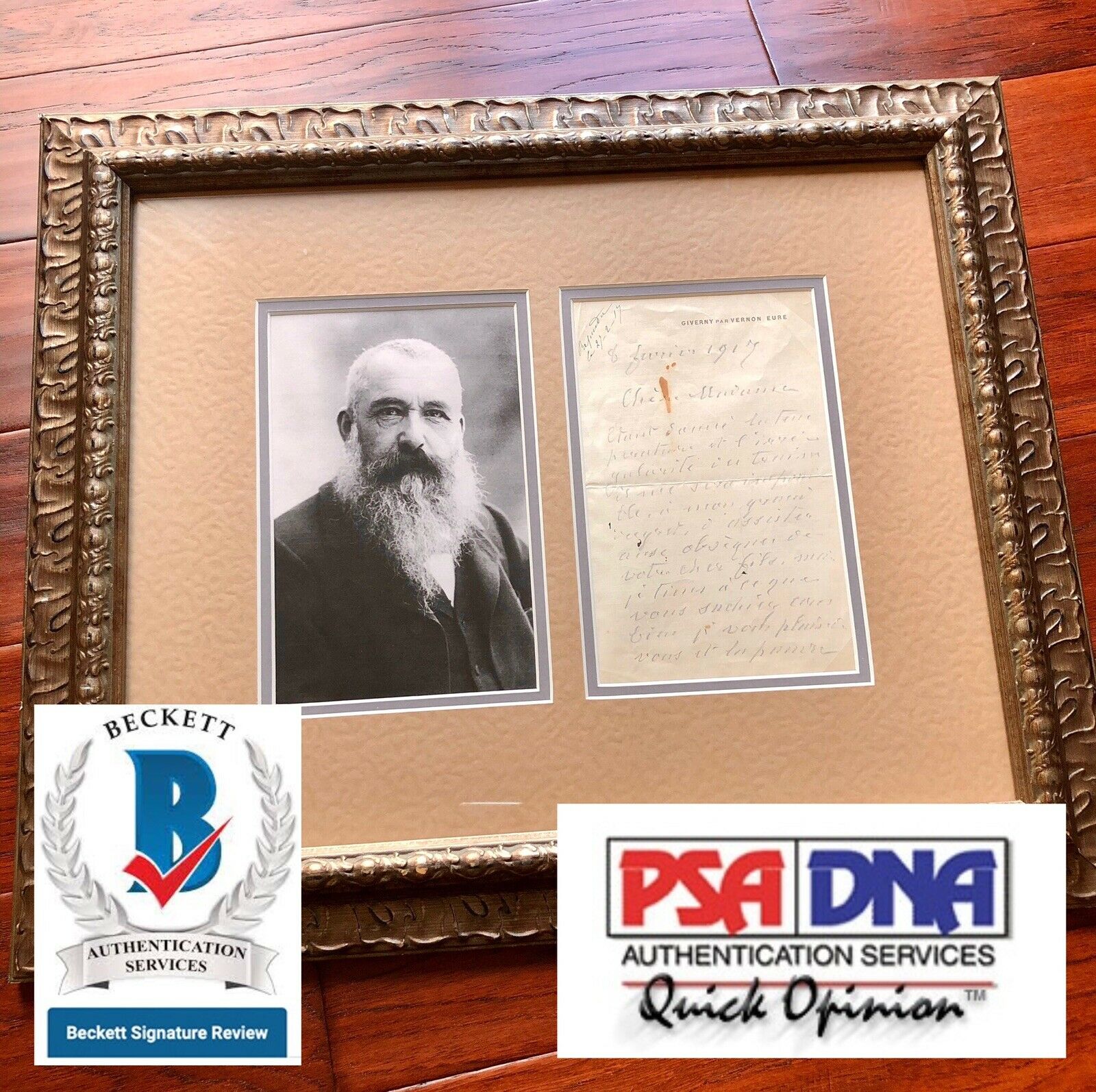 CLAUDE MONET * BAS PSA * Handwritten Autograph Letter Signed * Painting Painter
