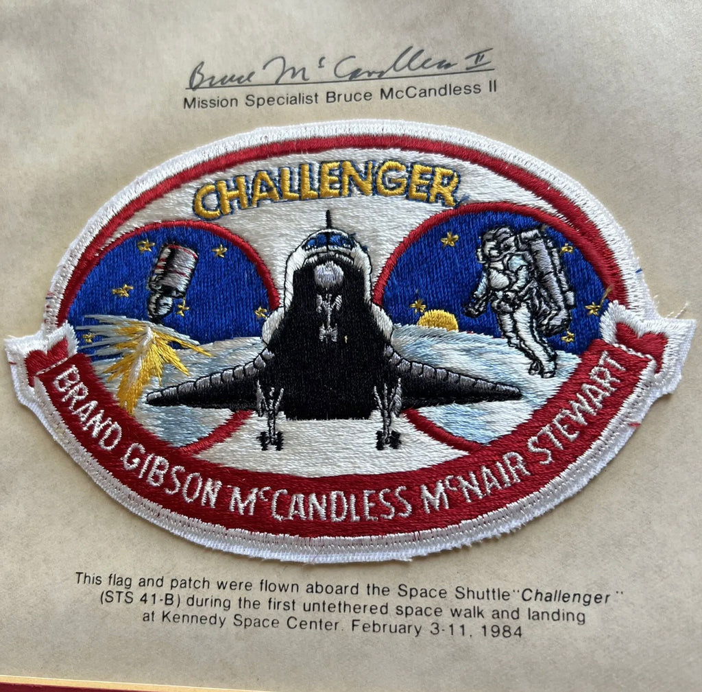 STS 41-B * JSA * Bruce McCandless Certified Flown Flag & Patch Autograph Signed