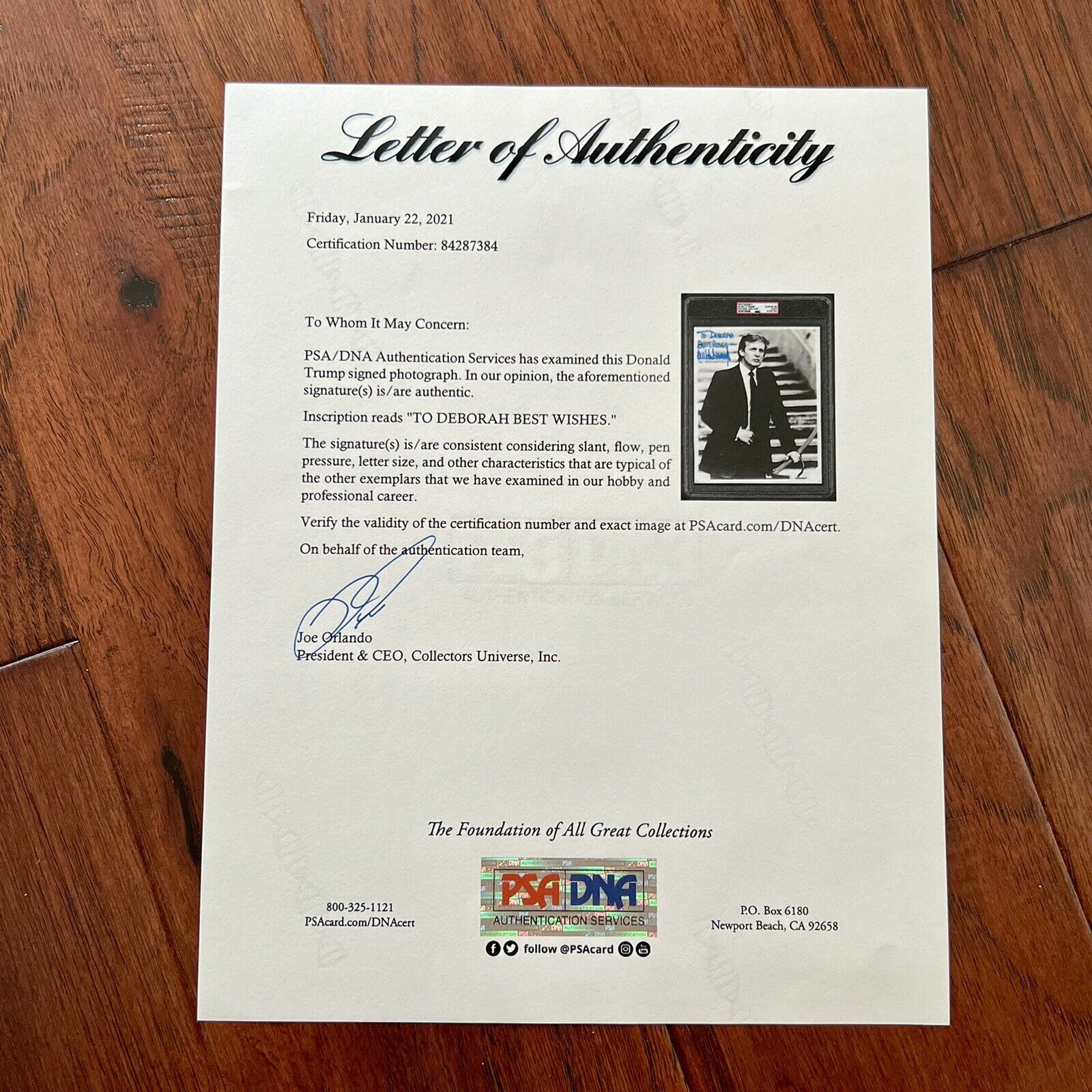 DONALD TRUMP * PSA/DNA Slabbed * Early Full Signature Signed Photo Autograph