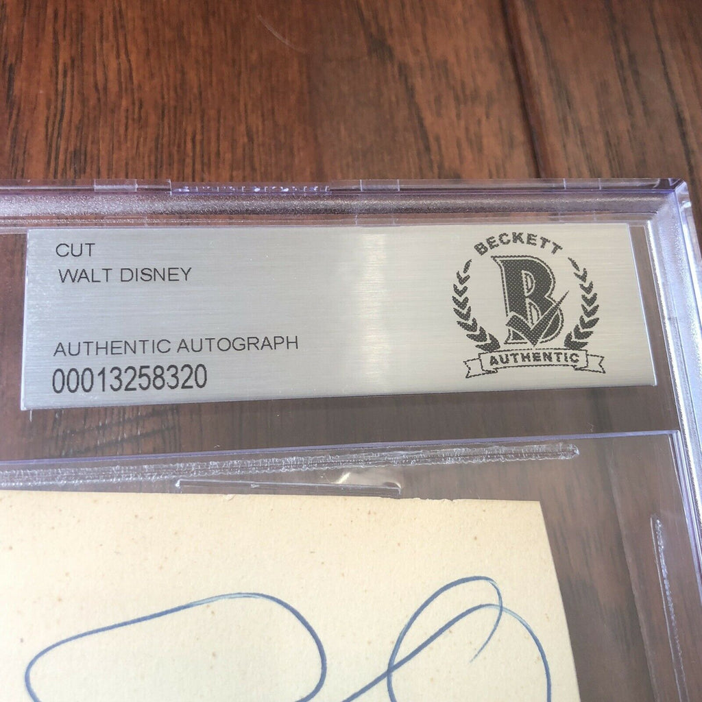 WALT DISNEY * Beckett BAS Slabbed * Large Autograph Cut Signature Signed *