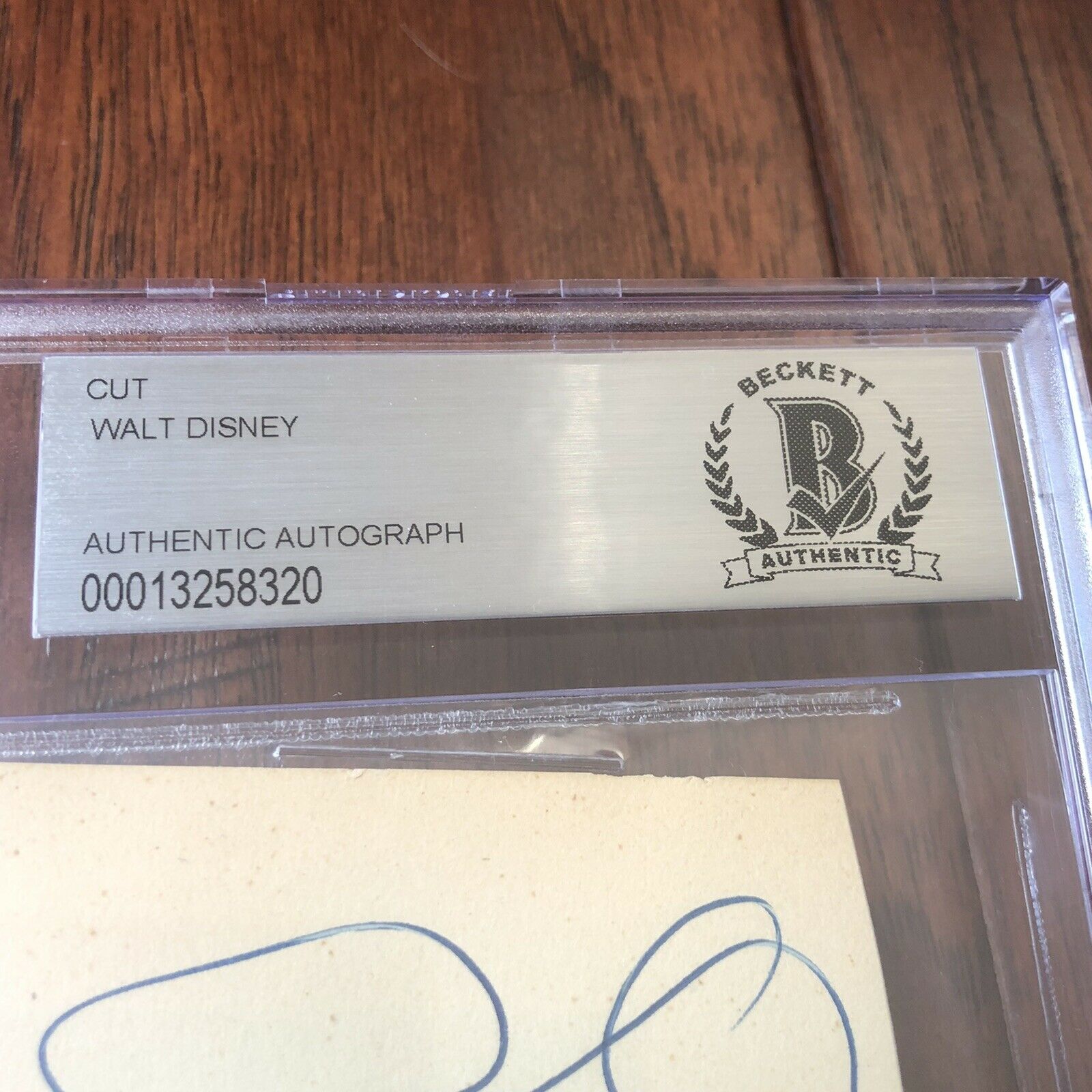 WALT DISNEY * Beckett BAS Slabbed * Large Autograph Cut Signature Signed *