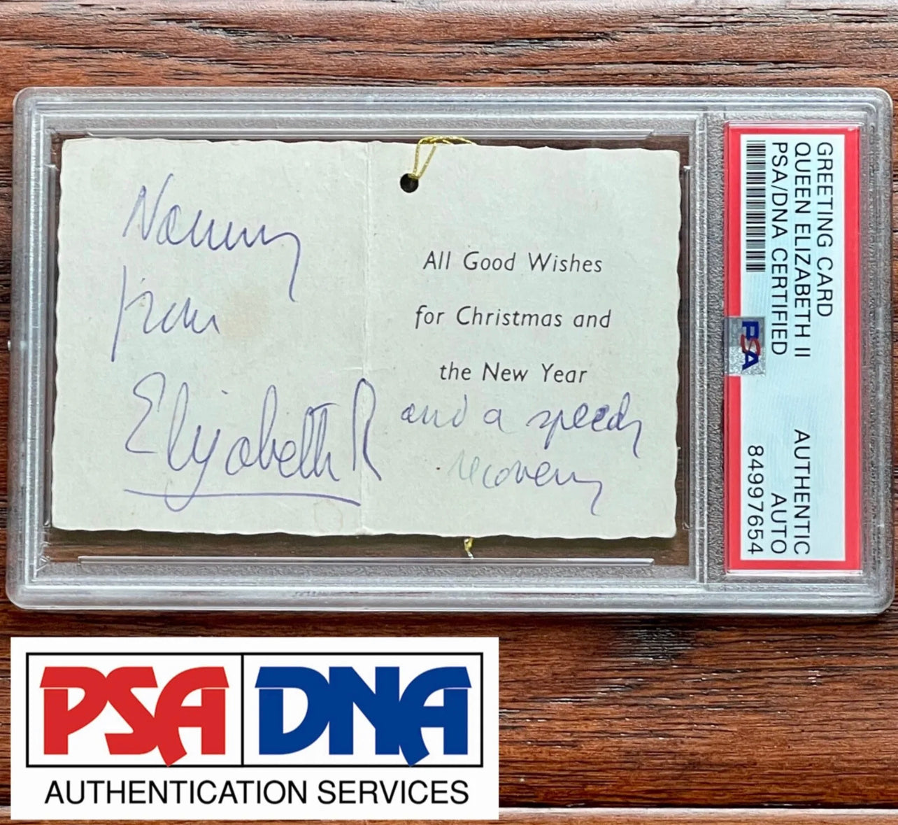 QUEEN ELIZABETH II * PSA * Autograph Christmas Gift Card Hang Tag SIGNED