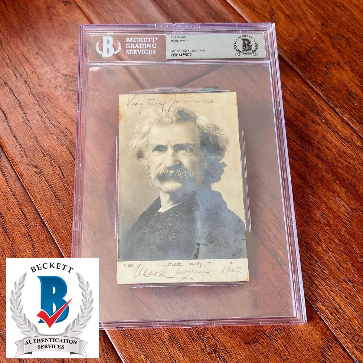 MARK TWAIN / SAMUEL L. CLEMENS * BAS Beckett * Signed Postcard Photo Autograph