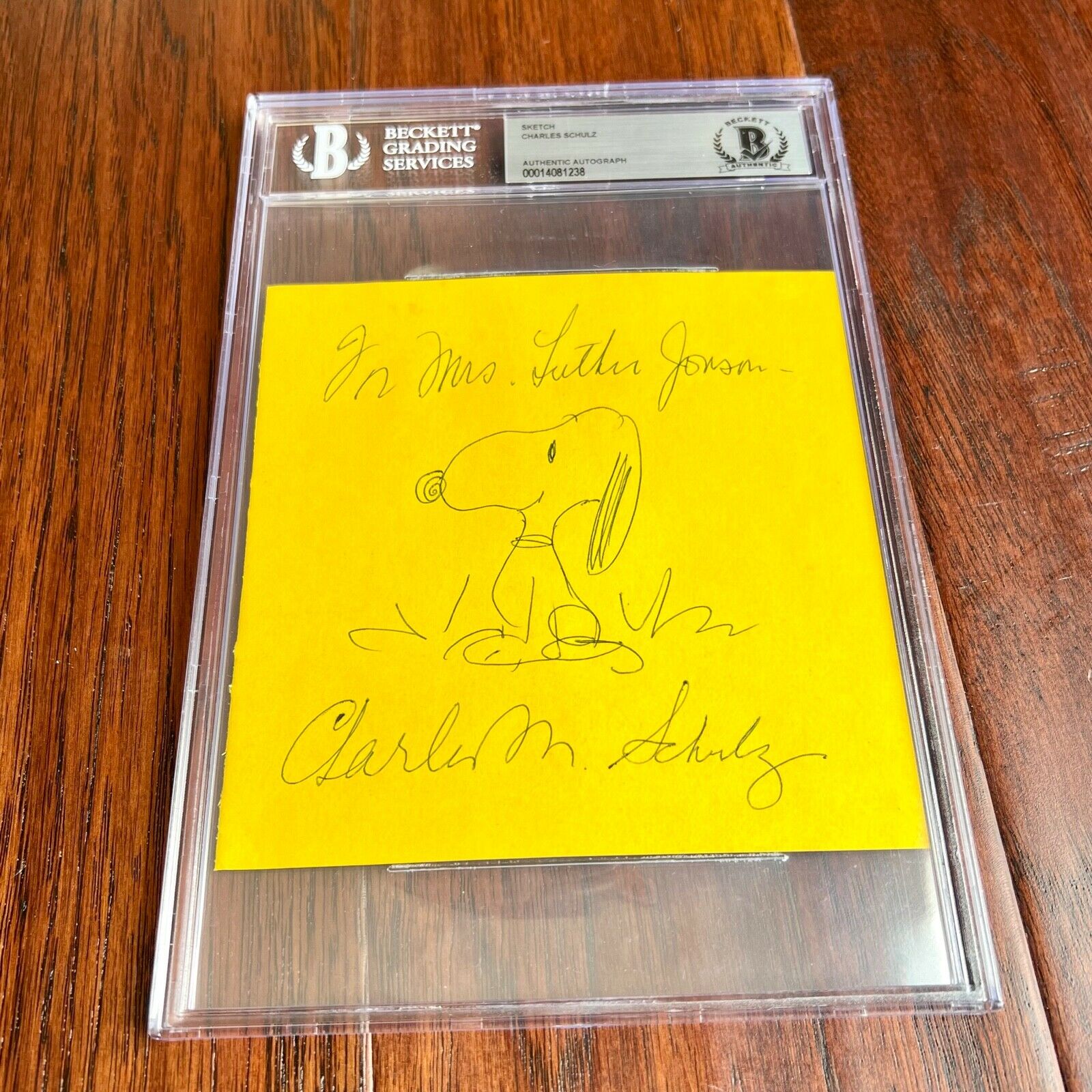 CHARLES M. SCHULZ * BAS * AUTOGRAPH Hand-Drawn SNOOPY Signed Sketch * Beckett