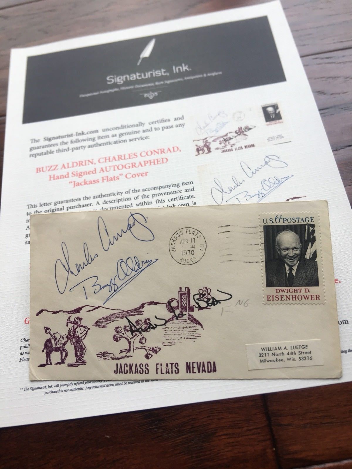 BUZZ ALDRIN * Charles CONRAD * Autograph Signed * Cachet Cover Apollo 11 & 12