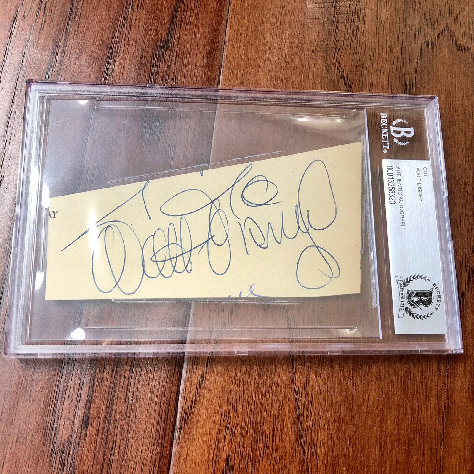 WALT DISNEY * Beckett BAS Slabbed * Large Autograph Cut Signature Signed *
