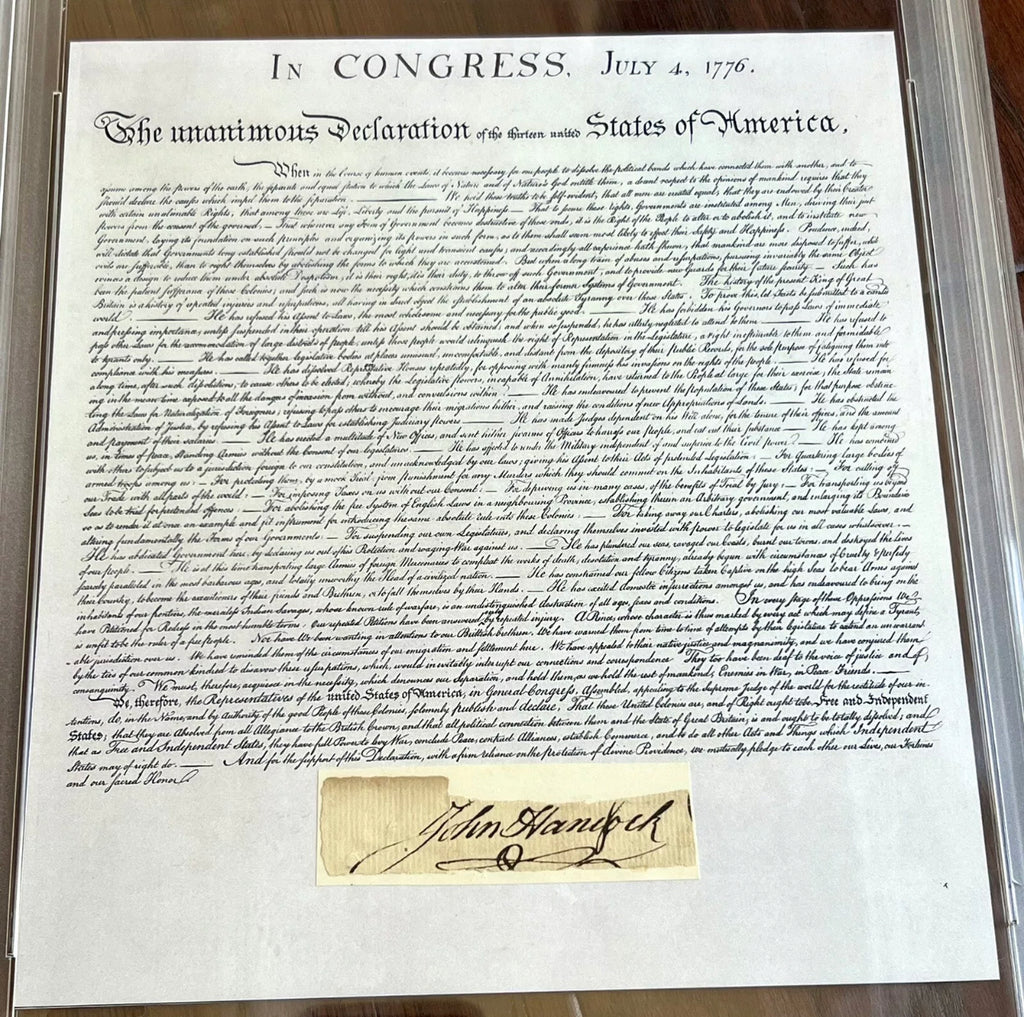JOHN HANCOCK * PSA * Autograph Signed Souvenir Declaration of Independence
