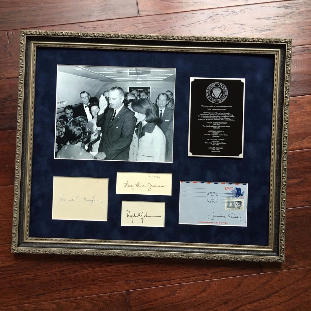 President LYNDON JOHNSON * Autograph JACQUELINE KENNEDY SIGNED * Lady Bird JFK