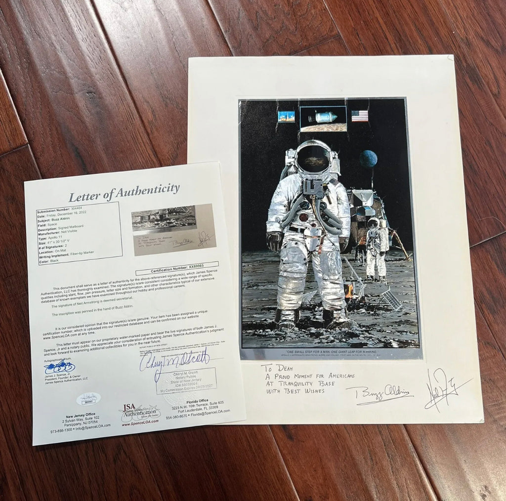 BUZZ ALDRIN * JSA * Autograph Foil Art Etching With Quotation Signed * Apollo 11