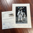 BUZZ ALDRIN * JSA * Autograph Foil Art Etching With Quotation Signed * Apollo 11