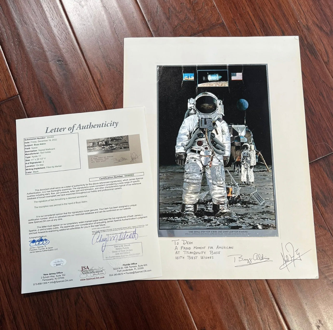 BUZZ ALDRIN * JSA * Autograph Foil Art Etching With Quotation Signed * Apollo 11