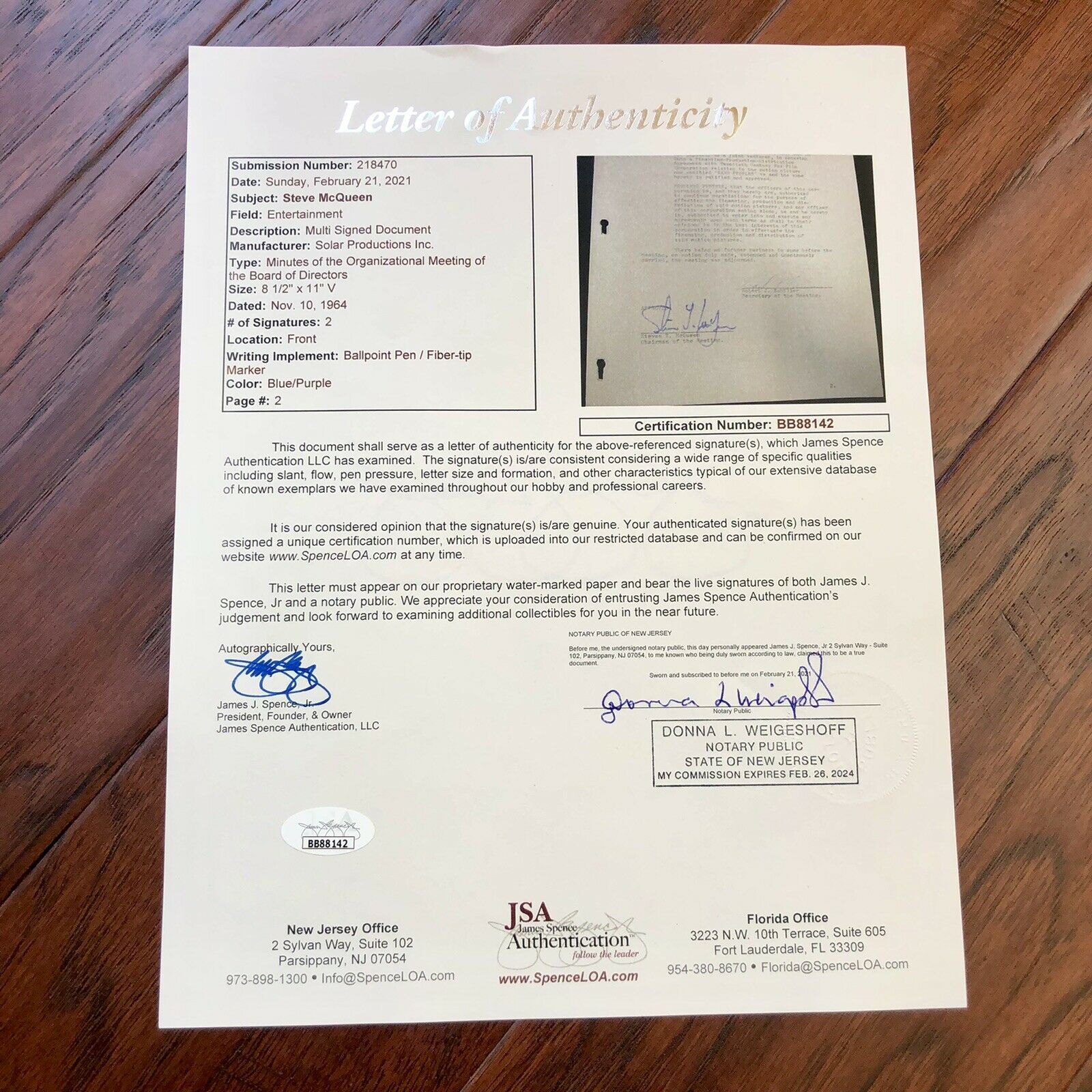STEVE MCQUEEN * JSA LOA * Signed Production Contract Autograph * Bullit Actor