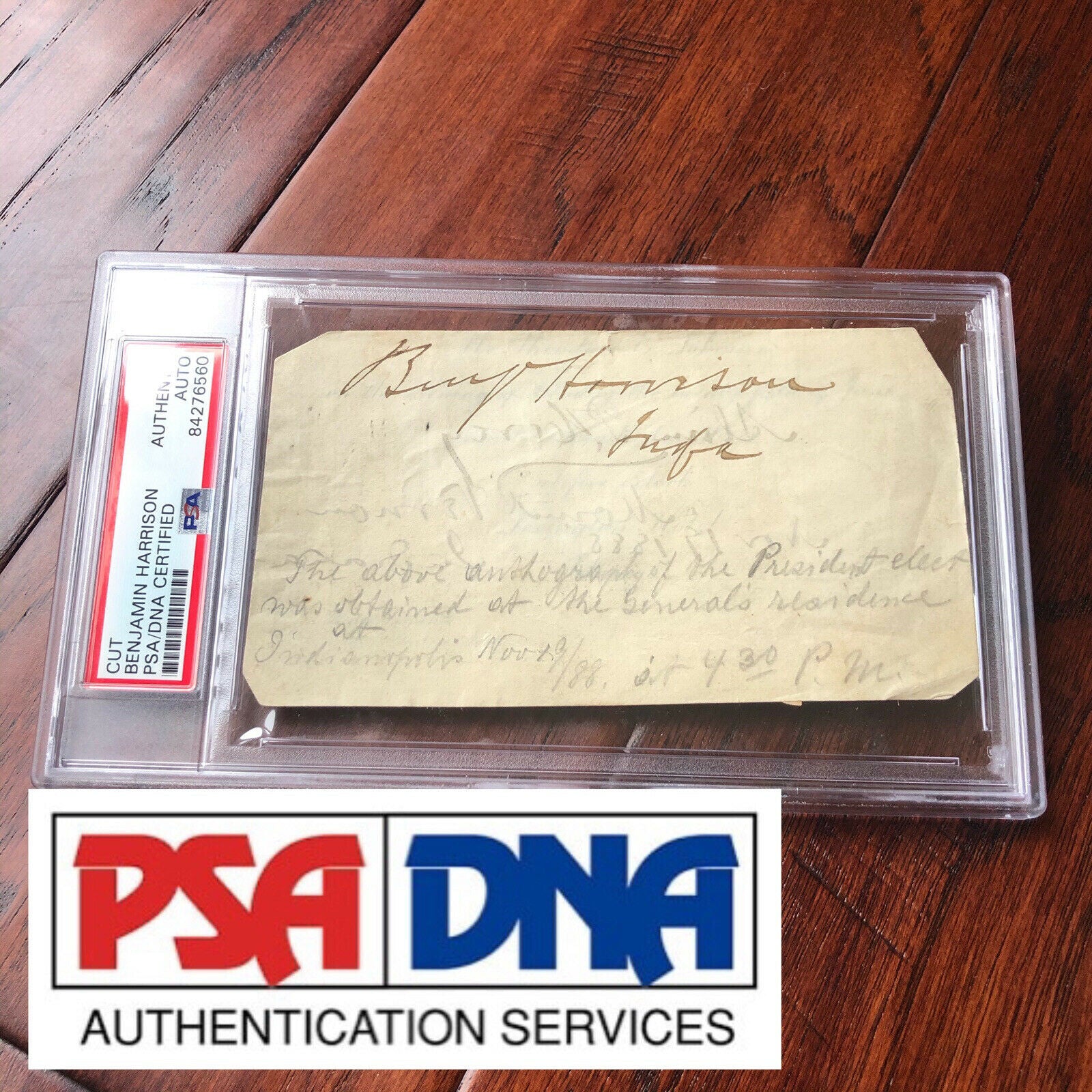 BENJAMIN HARRISON * PSA/DNA Slabbed * Autograph Card Signed as President Elect *