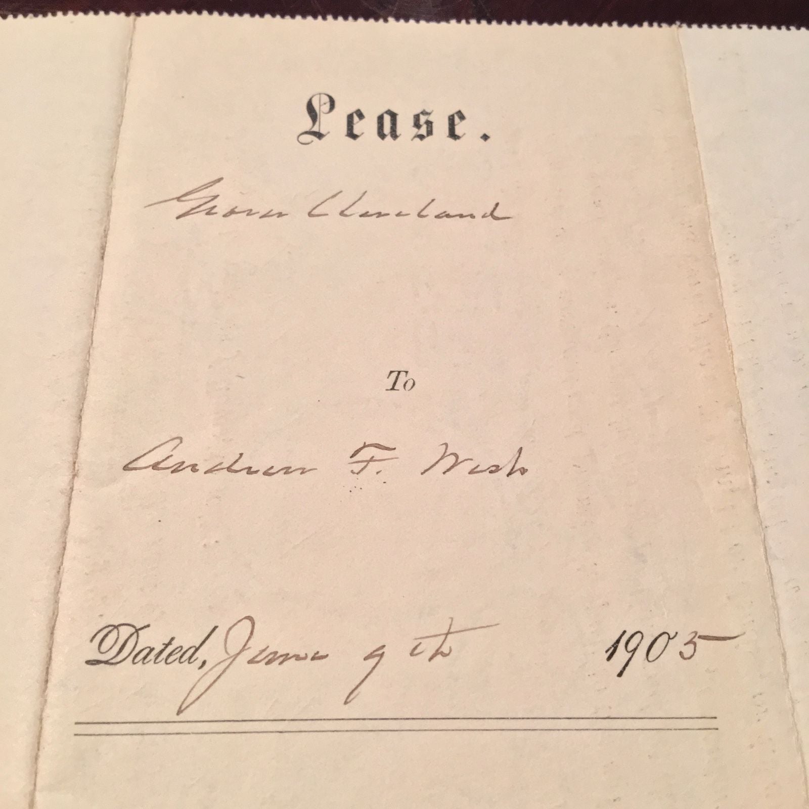 GROVER CLEVELAND * SIGNED 8x AUTOGRAPH Handwritten WESTLAND Lease * President