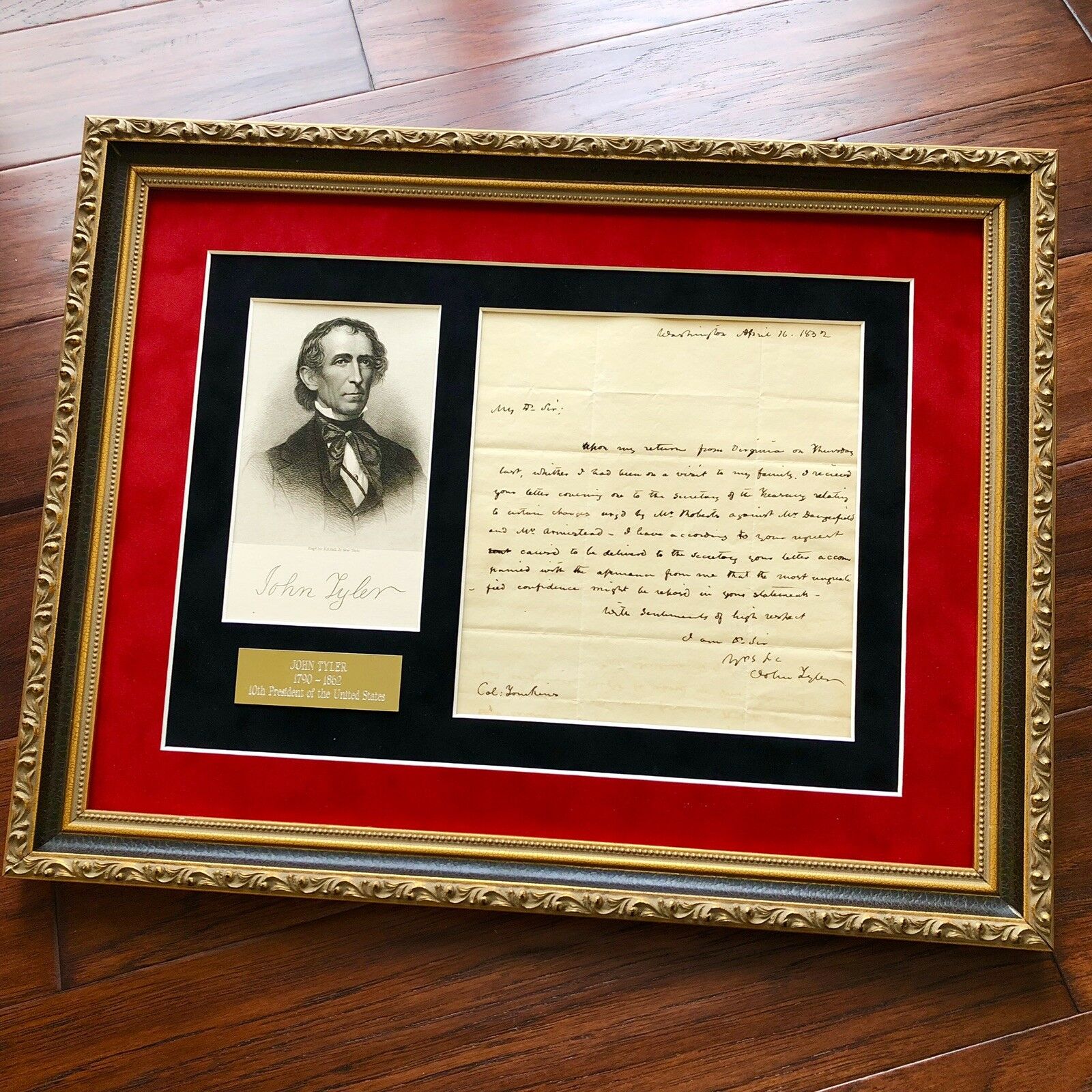 JOHN TYLER * BAS LOA * Handwritten Autograph 1832 Letter Signed * President