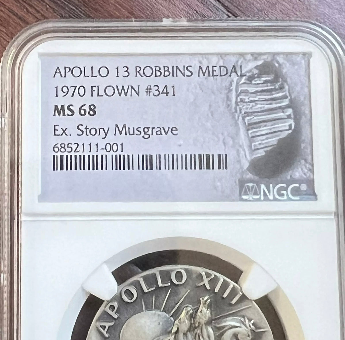 APOLLO 13 * Flown Robbins Medallion * NASA Story Musgrave Signed LOA NGC