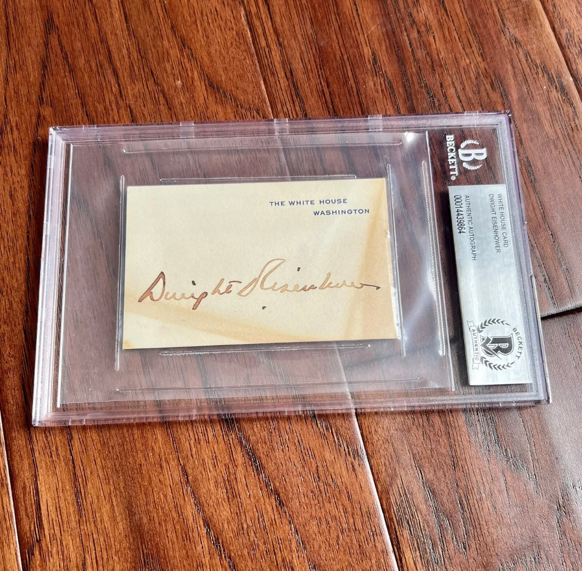 DWIGHT D. EISENHOWER * BAS BECKETT Slab * Signed White House Card Autograph