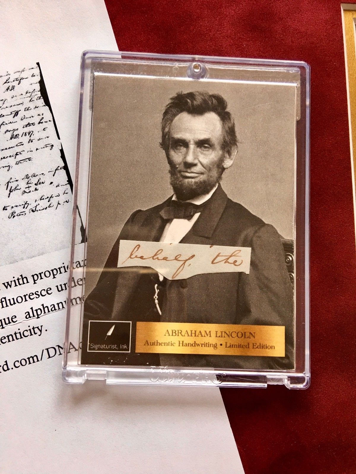 ABRAHAM LINCOLN * Genuine DEATHBED BANDAGE Relic + HAIR + PSA Cut Words * COAs