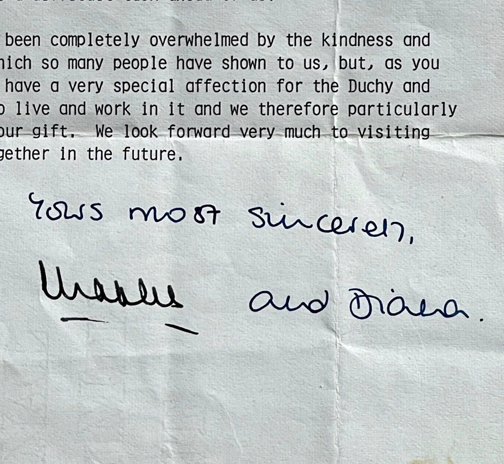 PRINCESS DIANA & KING CHARLES * PSA * Autograph WEDDING GIFT Letter Signed 1981