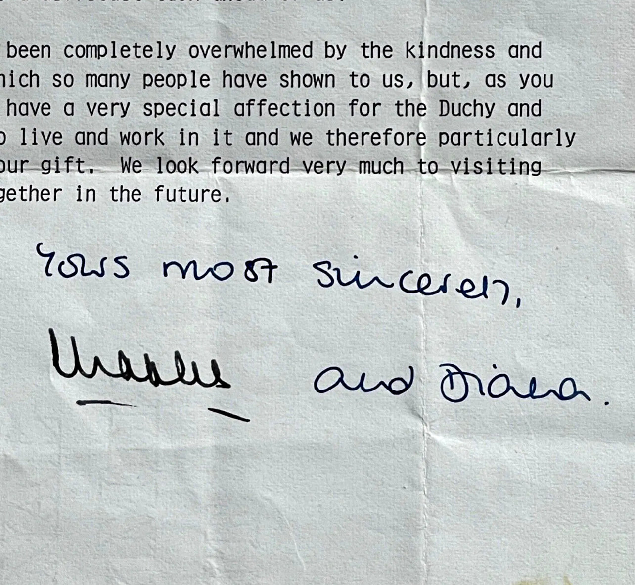 PRINCESS DIANA & KING CHARLES * PSA * Autograph WEDDING GIFT Letter Signed 1981