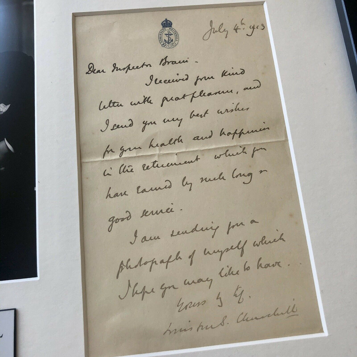 WINSTON S. CHURCHILL * JSA LOA * Authentic Handwritten AUTOGRAPH Letter SIGNED