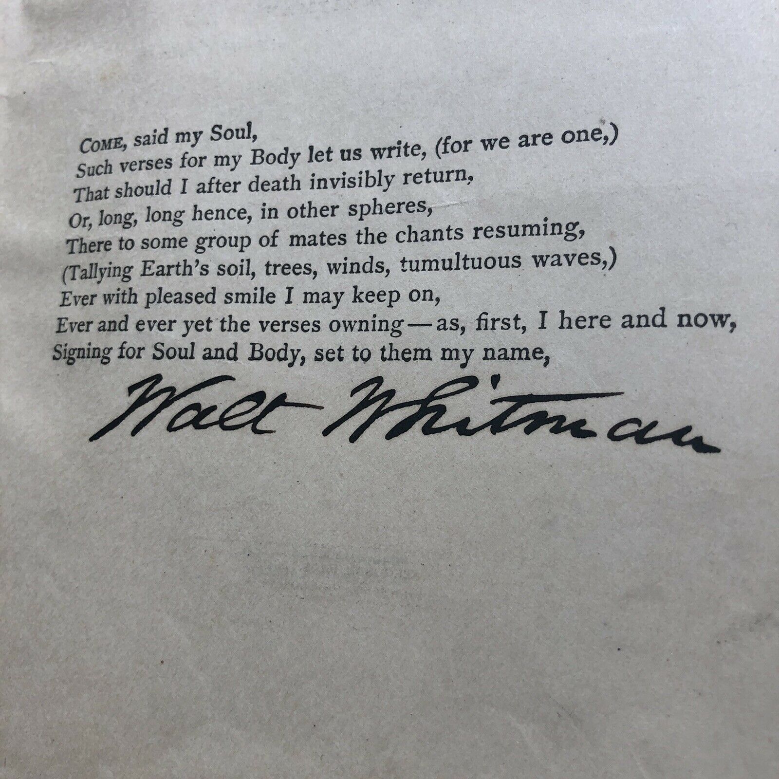 WALT WHITMAN * JSA LOA * Leaves Of Grass Autograph Book Signed