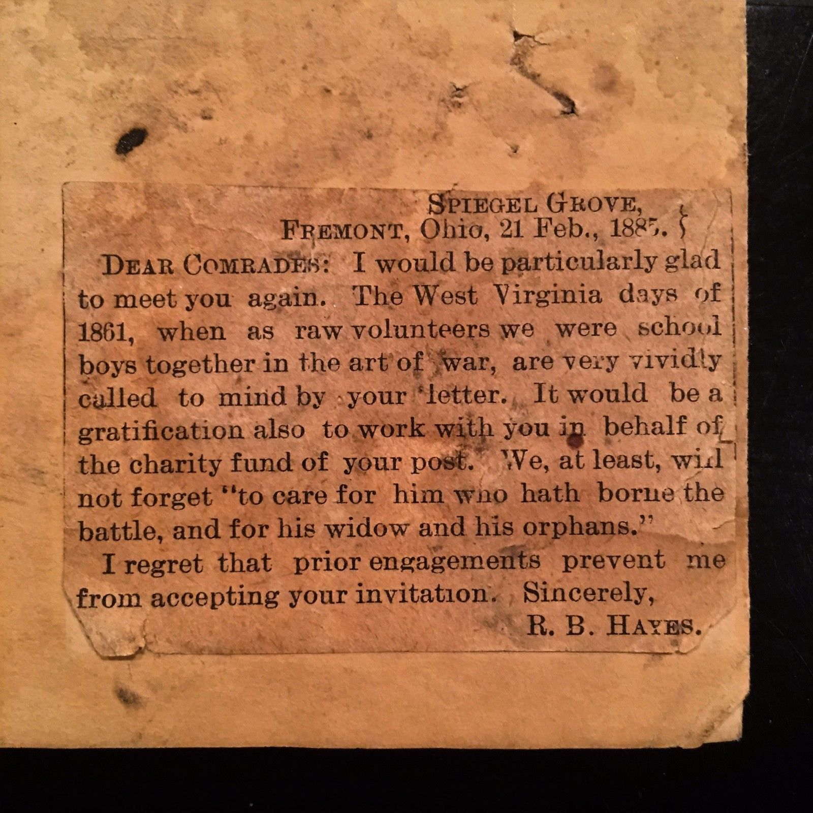 RUTHERFORD B HAYES * autograph CIVIL WAR ABRAHAM LINCOLN Content * Letter SIGNED