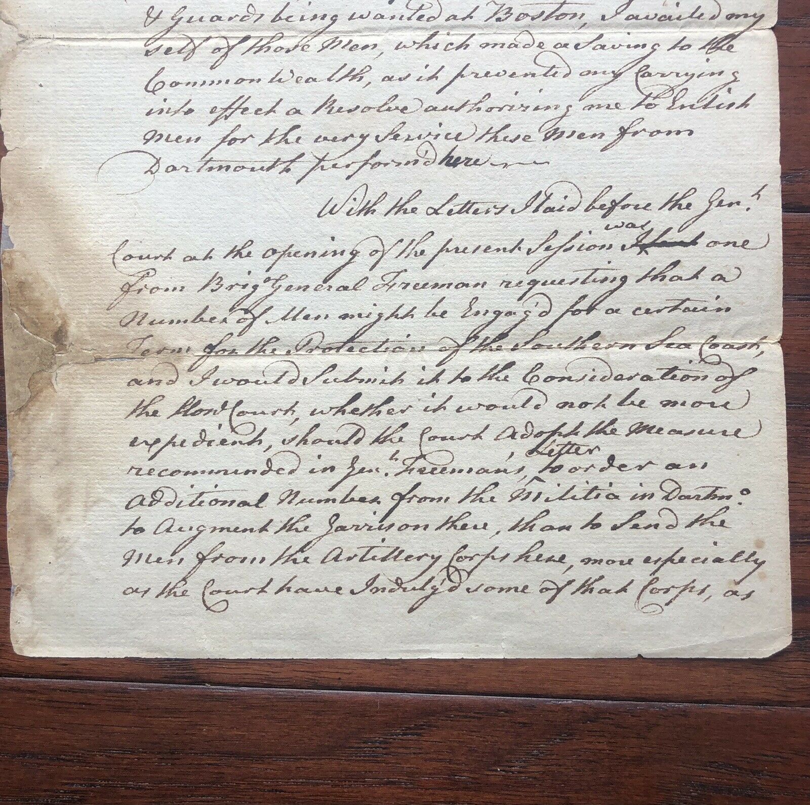 JOHN HANCOCK * JSA * Handwritten Draft Reinforcing Troops * No Autograph Signed