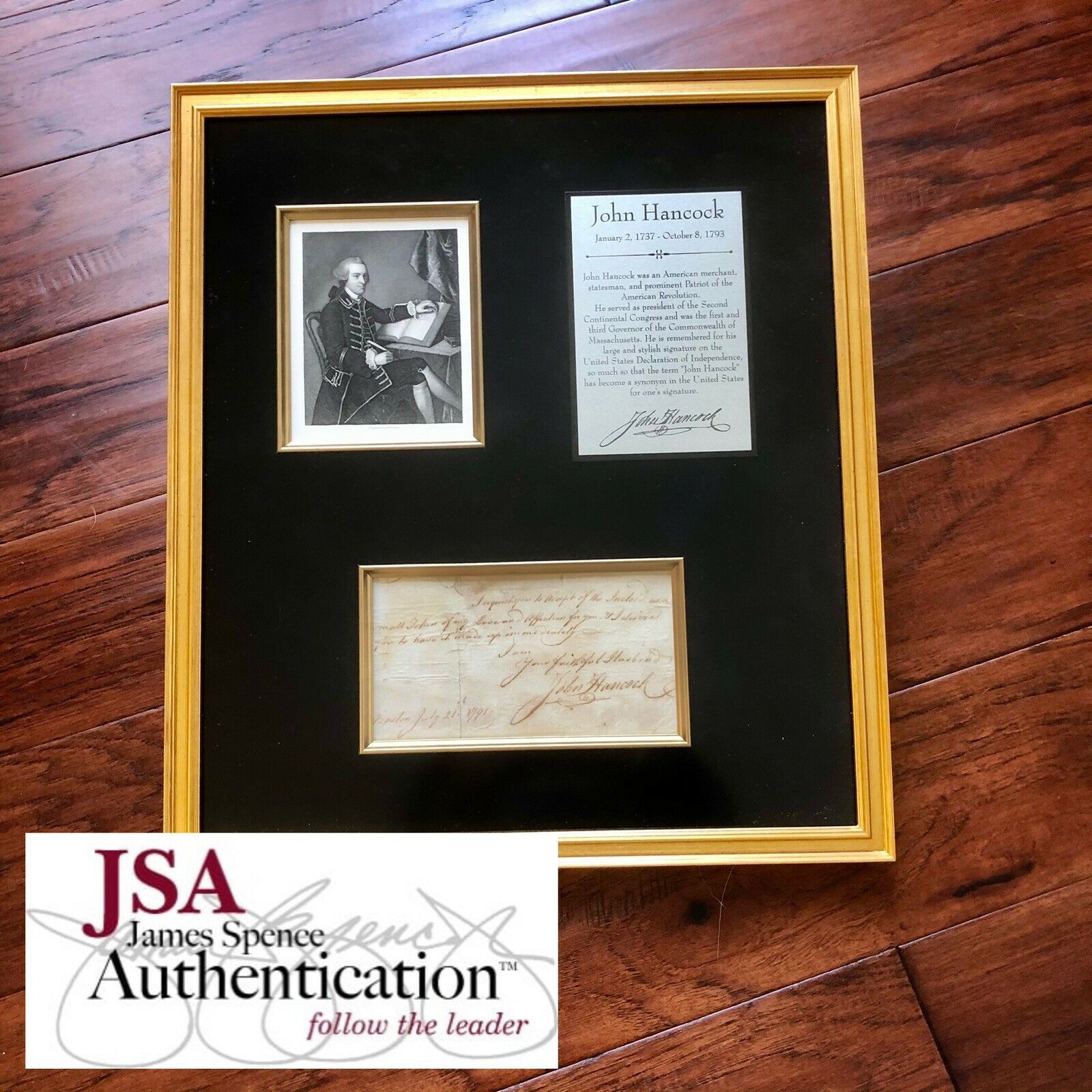 JOHN HANCOCK * JSA LOA * Handwritten Autograph Personal Letter To Wife Signed