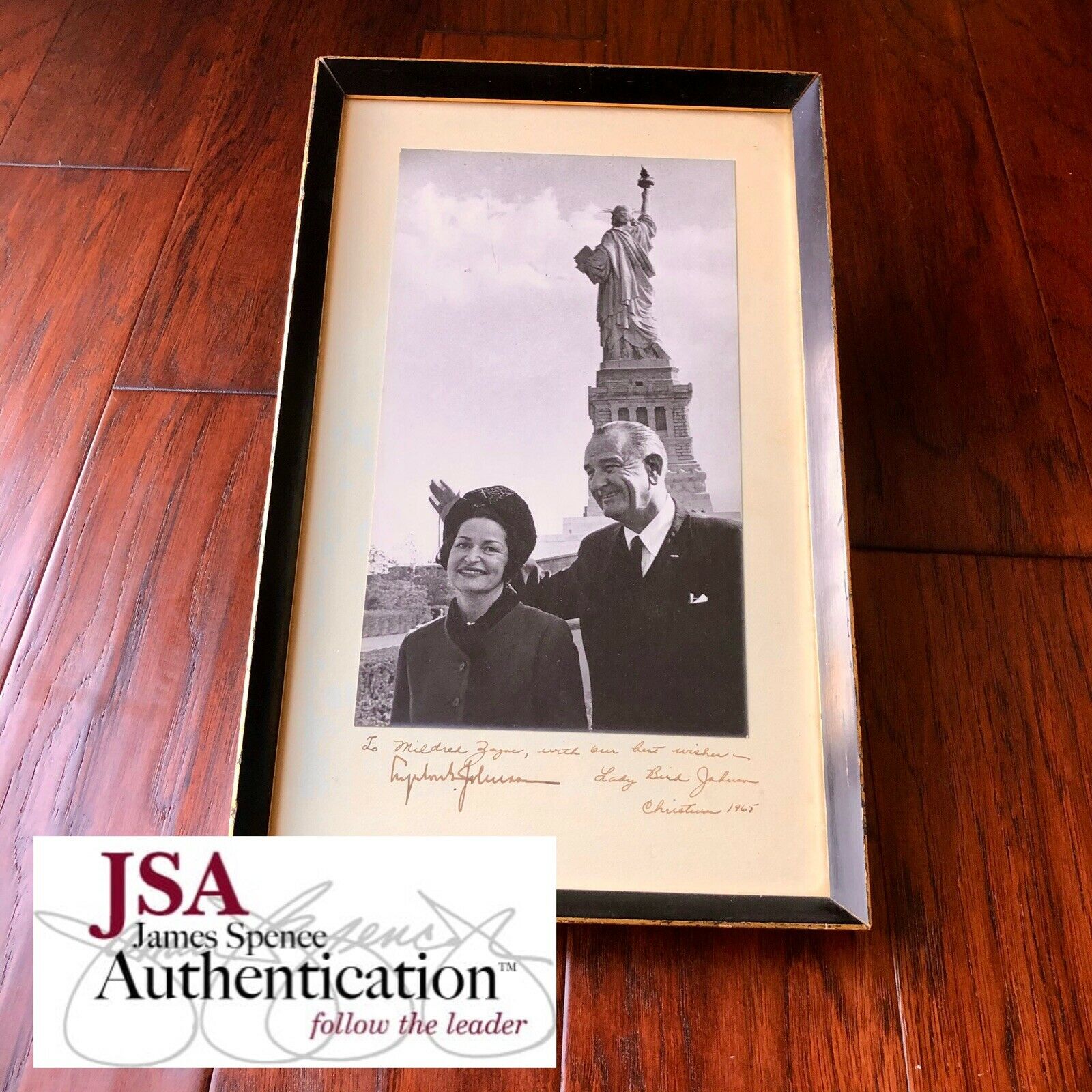 LYNDON B. JOHNSON * JSA LOA * Autograph Christmas Photograph Signed AS PRESIDENT