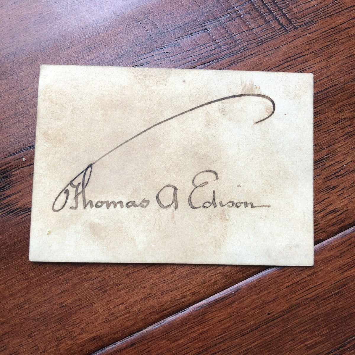 THOMAS EDISON * JSA LOA * Full Signature Autograph on Signed Card * Inventor