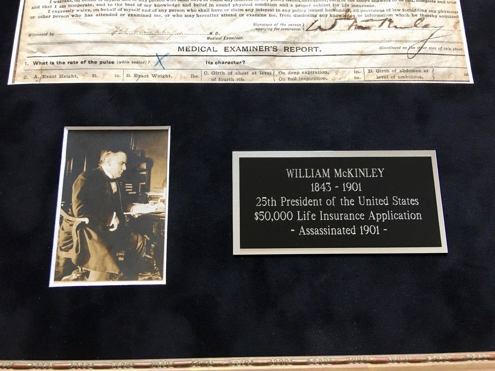 WILLIAM McKINLEY * Life Insurance Policy President Nominee * 2x SIGNED AUTOGRAPH