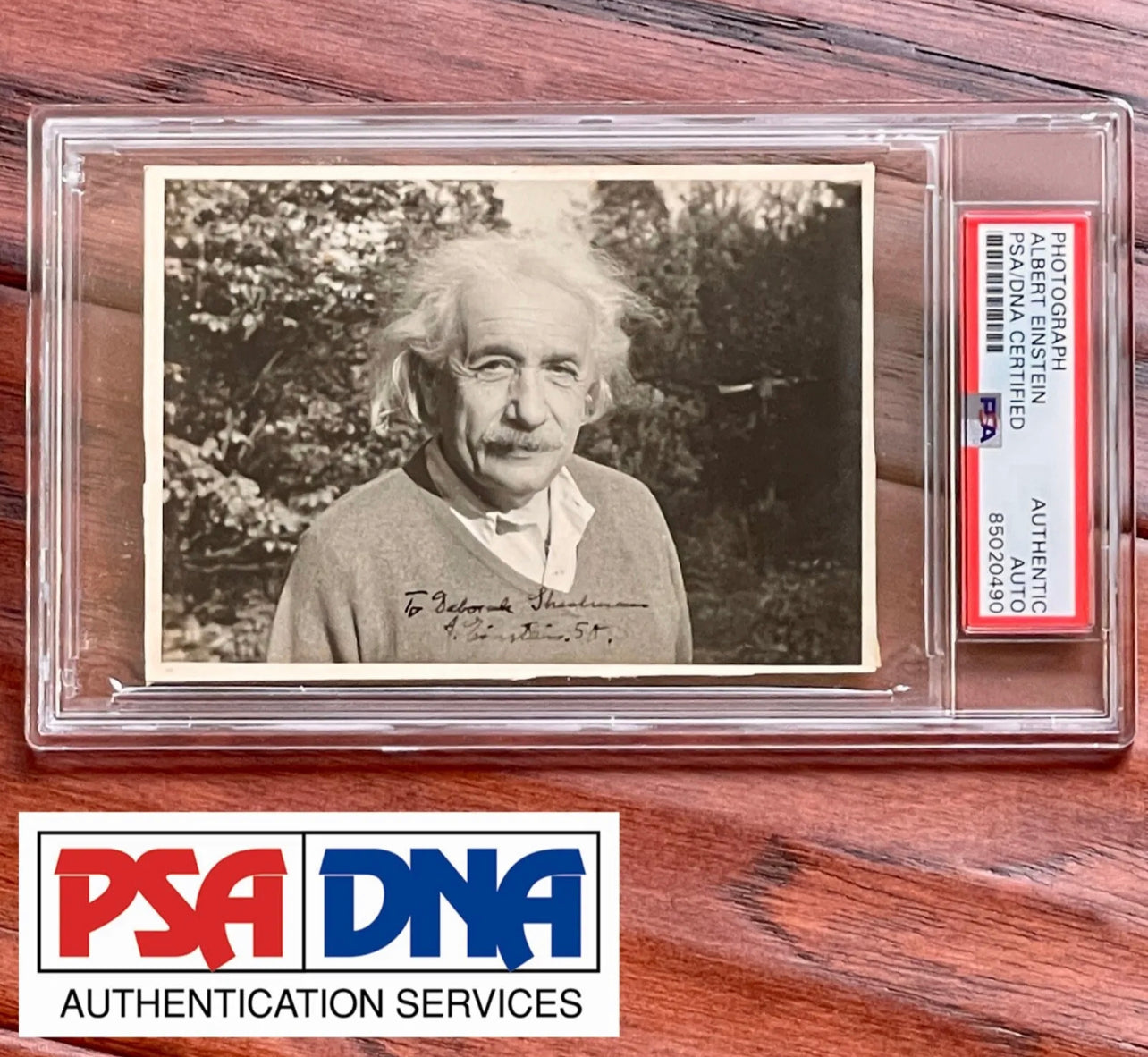 ALBERT EINSTEIN * PSA/DNA * Autograph Candid 1950 PHOTOGRAPH Portrait Signed