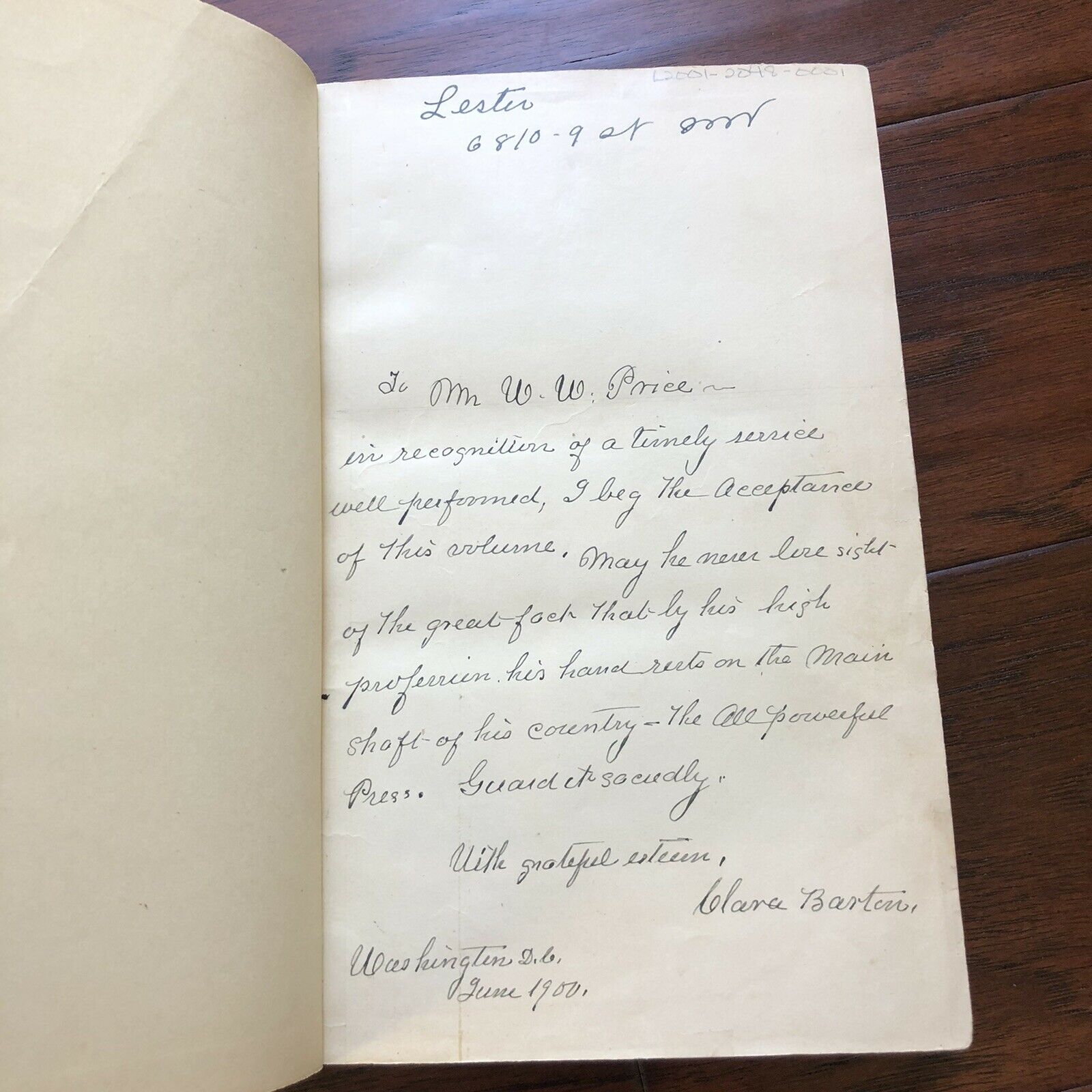 CLARA BARTON * BAS Mint 8 * Autograph The Red Cross in Peace and War Book Signed