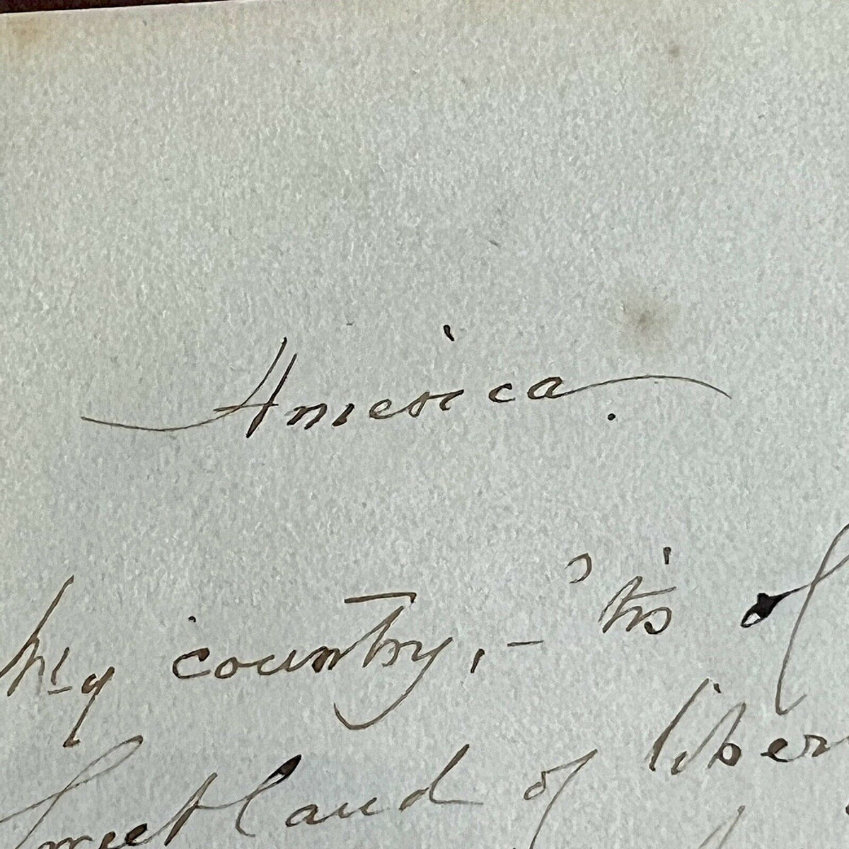 SAMUEL FRANCIS SMITH *Beckett BAS * America / My Country 'Tis of Thee AUTOGRAPH