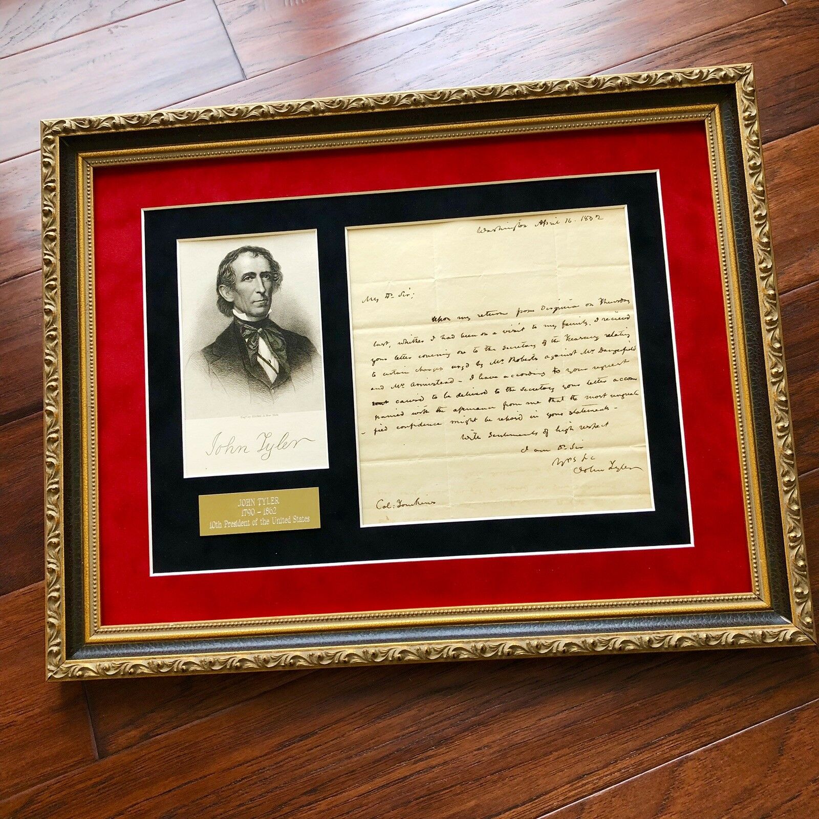 JOHN TYLER * BAS LOA * Handwritten Autograph 1832 Letter Signed * President