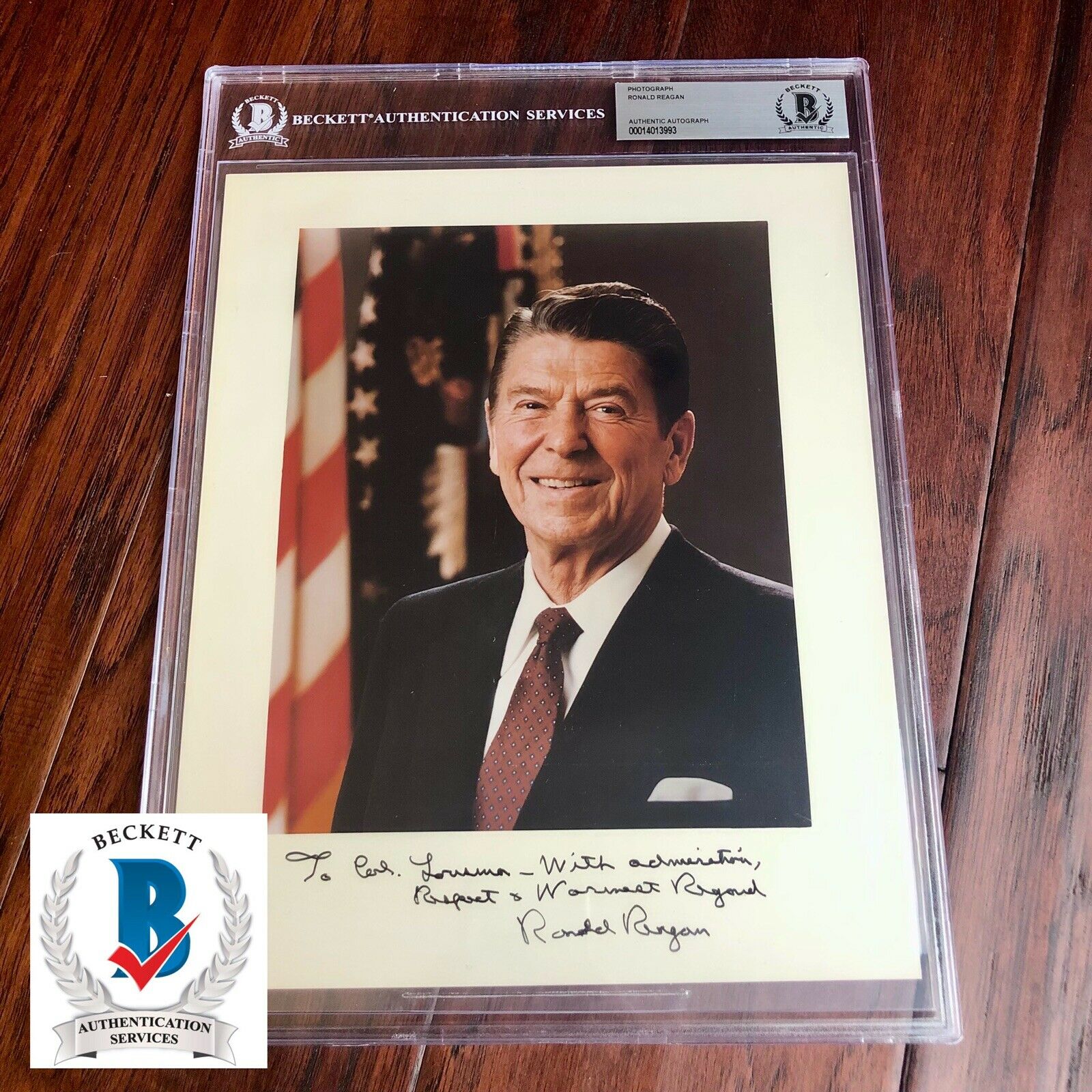 RONALD REAGAN * Beckett BAS * Signed Photo to Jack Lousma As President Autograph
