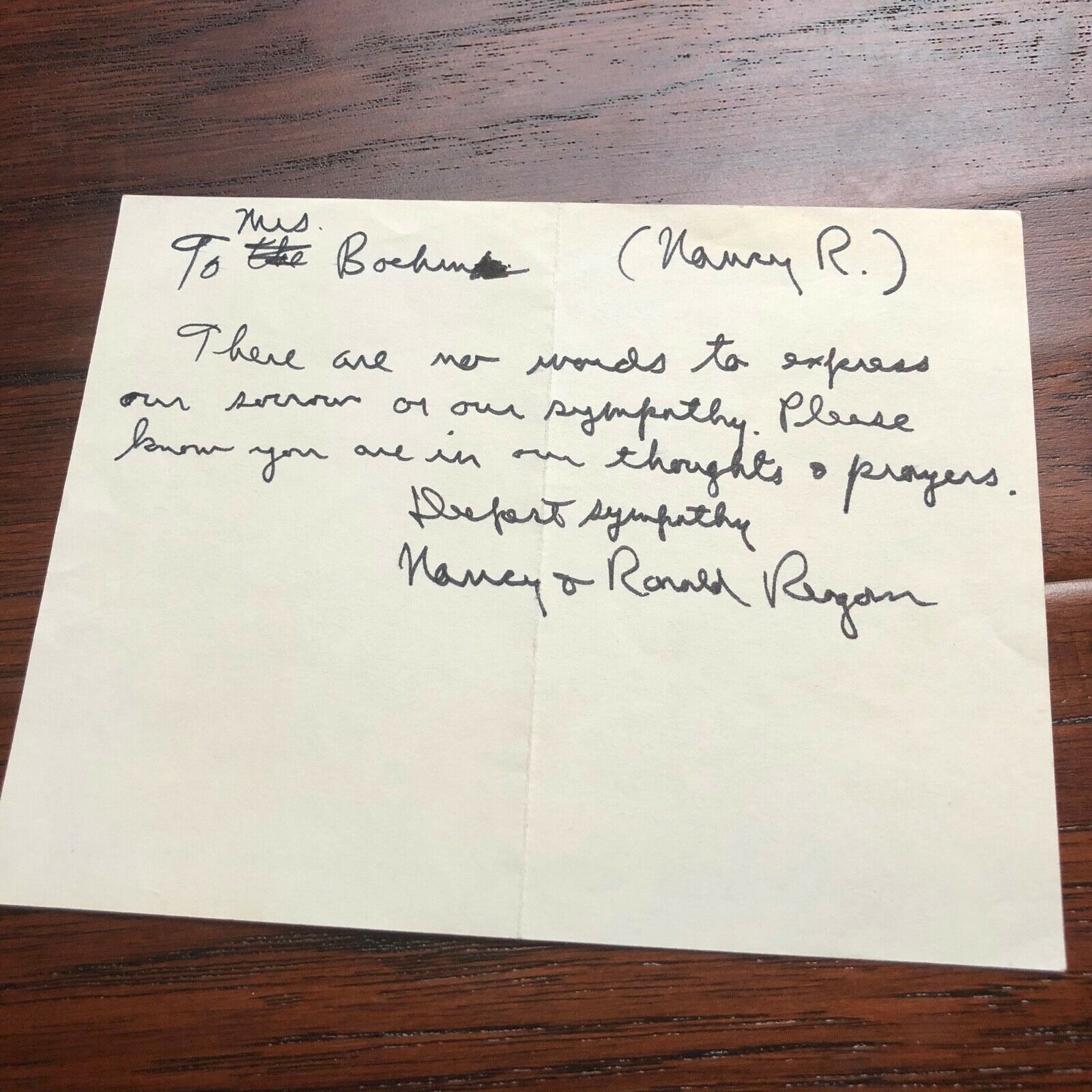 RONALD REAGAN * BAS * Handwritten AUTOGRAPH Condolence Letter SIGNED