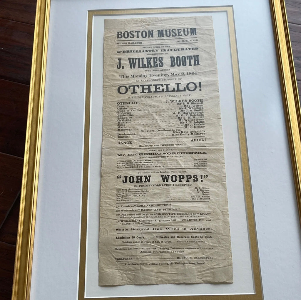 JOHN WILKES BOOTH * Authentic OTHELLO Playbill * 1864 * Abraham Lincoln