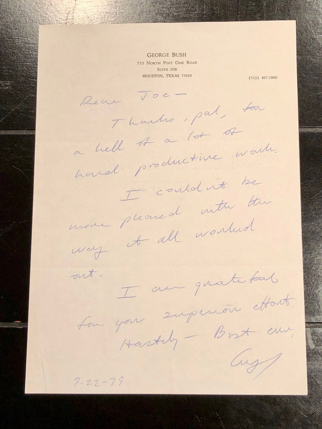 George HW Bush * PSA/DNA * Handwritten AUTOGRAPH letter SIGNED * 1979