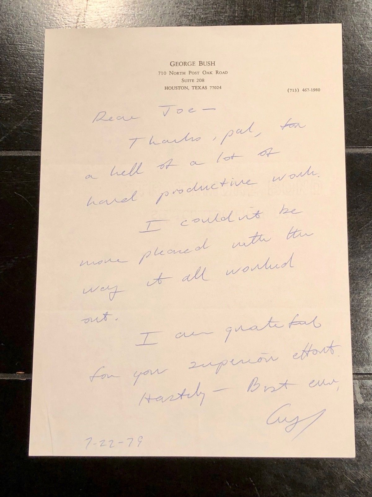 George HW Bush * PSA/DNA * Handwritten AUTOGRAPH letter SIGNED * 1979