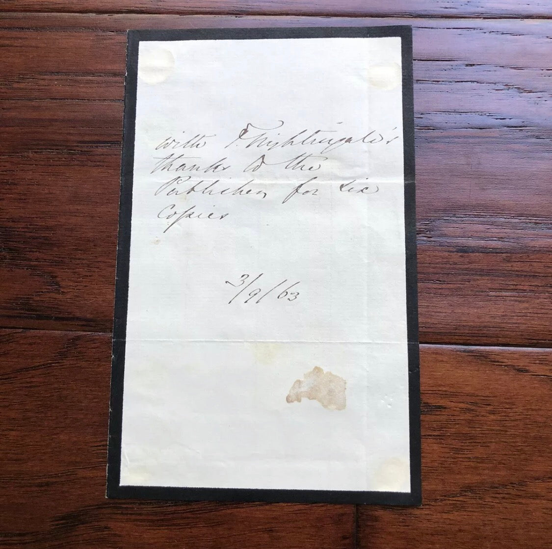 FLORENCE NIGHTINGALE * JSA LOA * Hand Signed Note Autograph * Crimean War Nurse