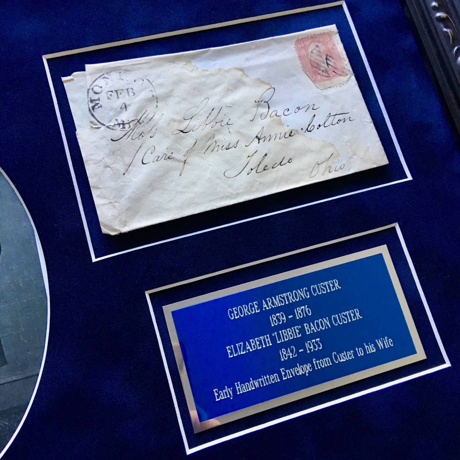 GEORGE CUSTER * Early Handwritten AUTOGRAPH Envelope Signed * Courting His Wife!